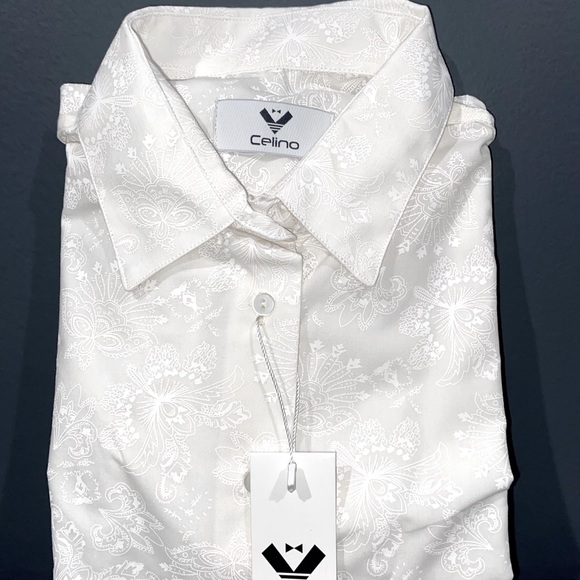 Celino Blue /& White Men/'s Slim Fit Short Sleeve Dress Shirt Made in Europe